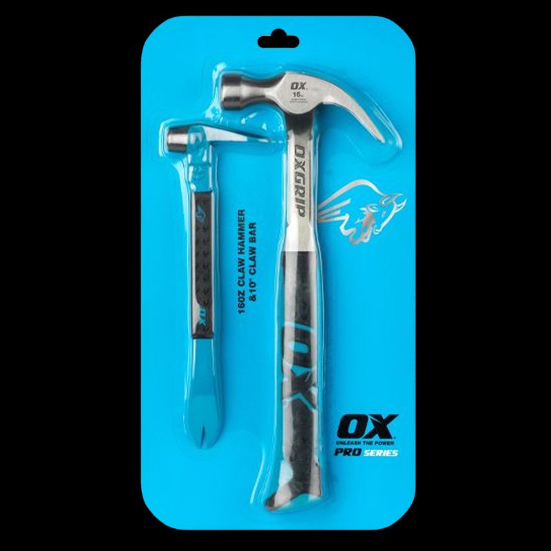 OX Tools Claw Hammer and Claw Bar Set