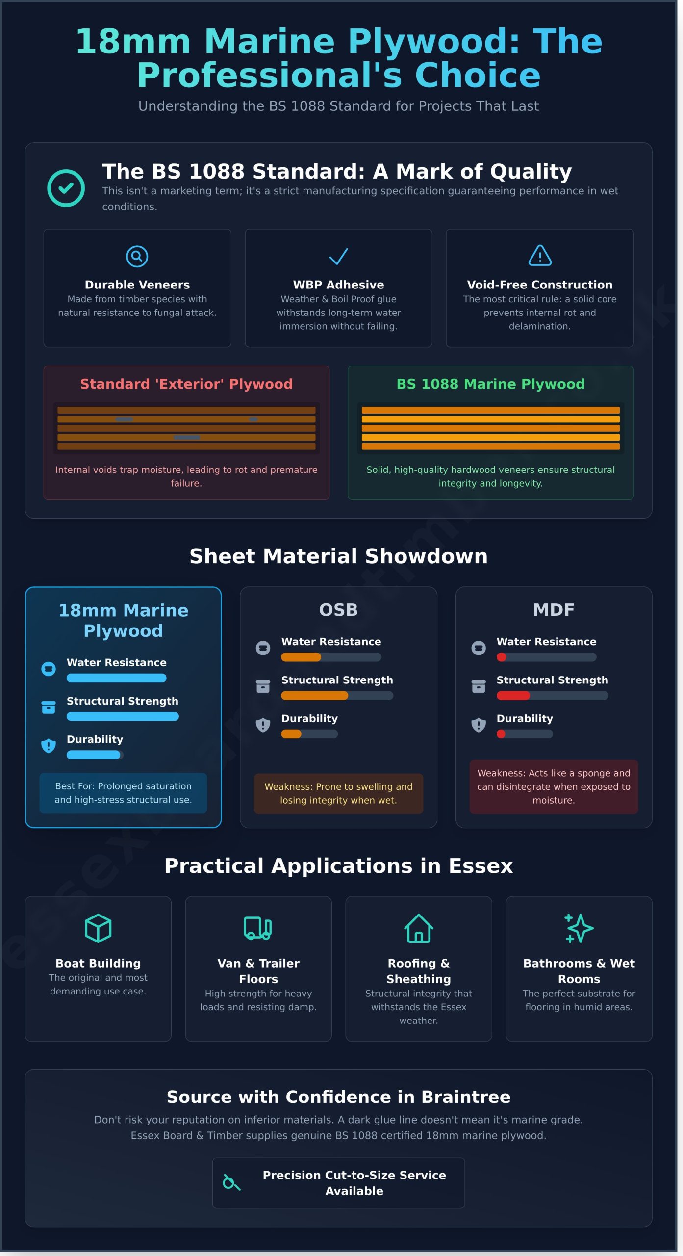 18mm Marine Plywood in Braintree: The Ultimate BS 1088 Grade Guide