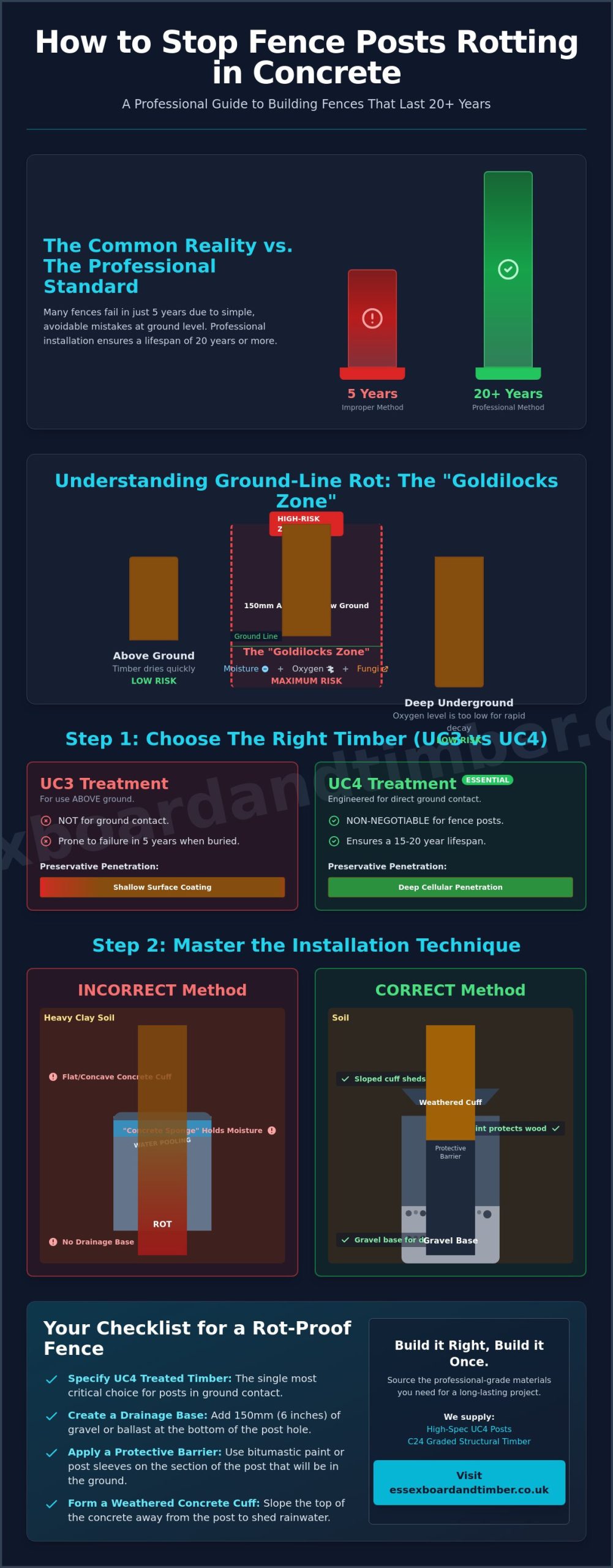 How to Stop Fence Posts Rotting in Concrete: A Braintree Builder’s Guide